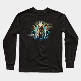 Stained Glass Bear Glitch Art Long Sleeve T-Shirt